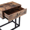 C-Shaped Sofa Side Table Vintage Coffee Snack Table Laptop Stand Drawer Bed End