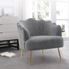 Grey Velvet Scallop Shell Sofa Chair Wing Back Lotus Seat Accent Armchair Sofa