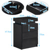 LED Light 3 Drawers Bedside Table High Gloss Cabinet Side End Table Living Room