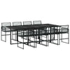 9 Piece Garden Dining Set Black Poly Rattan B0M6