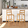2X Bar Height Stools Rubber Wood Natural Armless Bar Stools W/Backrests Footrest