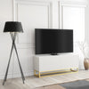 TV Unit I 100cm Cabinet I White Fluted Doors I Gold Metal Base I Modern
