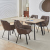 2x Brown Dining Chairs Swivel Faux Leather Padded Seat Dining room Modern