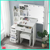 Vanity Dressing Table Set Makeup Desk Mirror & Stool Shelves 3 Color LED Lighted