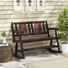 2-Person Garden Bench Loveseat Carbonized Wood Rustic Double Patio Rocker Chair