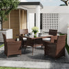 Square Round Rattan Coffee Table with 2/4 Chairs Set Bistro Outdoor Garden Patio