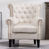 Retro Studded Linen Fabric Armchair Single Sofa Seat Reception Chair Living Room