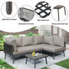 Outdoor Patio L-Shaped Sectional Sofa With Glass Coffee Table Furniture Sets