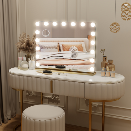 80*60cm LED Hollywood Makeup Mirror Large Vanity Light Mirror Dimmable 18 Bulbs