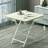 Foldable Table Chairs Set Bistro Dining Wood Workbench with X Shape Metal Legs