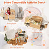 Kids Convertible Activity Bench Table 3-in-1 Desk and Chair Set with Toy Storage