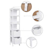 Tall Bathroom Cabinet | Slim Storage Unit with 2 Drawers & 3 Open Shelves