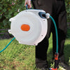 WHITE Wall Mounted 20m Auto Rewind Retractable Hose Reel 9in1 Water Spray Pipe