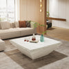 Tribesigns Coffee Table, Square Coffee Table with Faux Marble Tabletop, White