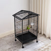 Mobile Metal Bird Cage Open Play Top Parrot Cage Budgie Cage with Perch Feeders