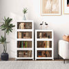 3 Tier Stackable Storage Box Folding Shoe Cabinet w/Lockable Wheels-White