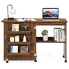 2 IN 1 Folding Sewing Table Rolling Craft Table Desk Workstation Brown