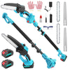 2 IN 1 Pole Chainsaw Cordless Long Reach Cutter Pruner Saw 2 Batteries & Charger