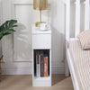 Slim Tall Bedside Table Cabinet with Drawer & Storage Space for Bedroom