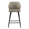 2 Pcs Beige PU Bar Stools Restaurant Bar Stools Soft Padded Seat Back Metal Legs
