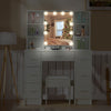 Large Dressing Table Vanity Makeup Desk With LED Light Mirror + Stool + Drawers