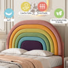 4FT6 Double Upholstered Bed with Slatted Bed Frame and Rainbow Headboard Pink