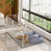 6 Panels Acrylic Dog Playpen Fence Deep Pet Whelping Box Lockable Enclosure Bed