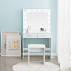 LED Dressing Table Makeup Desk With 2 Drawers Stool Bedroom Gift Furniture New