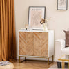 Living Room Buffet Cabinet Console Table with Metal Legs-White