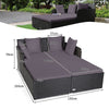 Rattan Garden Daybed Furniture Set Patio Sun Bed 2 Seater Lounger with Cushions