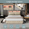 Upholstered Bed Frame Velvet 4ft6 Double Size Bed w/ 4 Storage Drawers LED Light