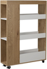 Kitchen Trolley 85cm Storage Cart 4 Tier Shelves Wheeled Oak White