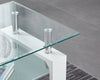 Coffee Table Clear Glass Top Frosted Shelf and White High Gloss Legs Modern Home