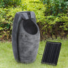 Solar Water Feature Fountain with LED Lights Cascading Stone Garden Outdoor Grey