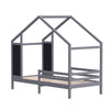 Kid House Bed Frame Single Bed Solid Wood House Shape Toddler Child Floor Frame