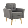 Modern Armchair Accent Chair with Wooden Leg Upholstered Occasional Lounge Chair