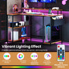 Corner Gaming Desk Home Office L-Shaped Desk with LED Lights-Brown