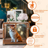 Heavy Duty Dog Crate Anti-bite Aluminum Pet Kennel Cage End Table Log Cabin Cart