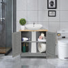 Grey Under Sink Pedestal Cabinet Cupboard Bathroom Storage Unit with 2 Doors