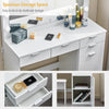 White Dressing Table Wood Makeup Desk with LED Mirror 5 Drawers Stool Tkchcgfnjb