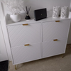 Slim Shoe Cabinet Storage Unit 4 Flip Drawers Modern Hallway Cupboard White Gold