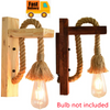 Industrial Steampunk Style Wooden Wall Light Hemp Rope Lamp Fixture Cafe Bar