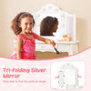 2 in 1 Kids Vanity Table and Stool Set Makeup Dressing Table LED Lighted Mirror
