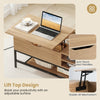 Lift Top Coffee Table Living Room Table w/ Storage Shelf-Natural