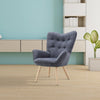 Nordic Fabric Accent Chair Fireside Armchair Wood Legs Sofa Buttoned Living Room