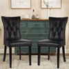 2× PU Leather Padded Dining Chairs Tufted Button Back Wooden Legs Home Office