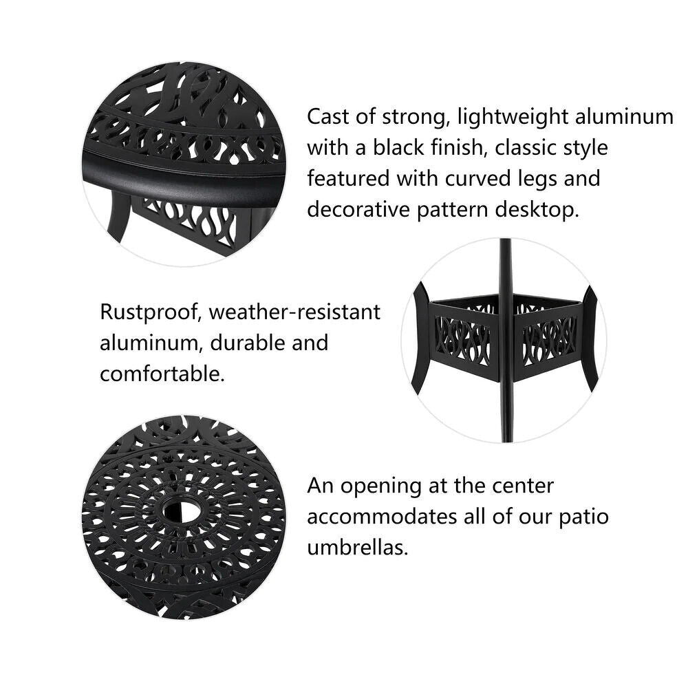 Aluminium Cafe Bistro Set Garden Furniture Table & Chair Patio Cast Black White