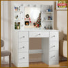 White Dressing Table with LED Mirror Modern Makeup Desk Vanity Table Set Bedroom