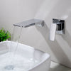 Bathroom Brass Wall Mounted Waterfall Spout Sink Faucet Basin Mixer Taps UK