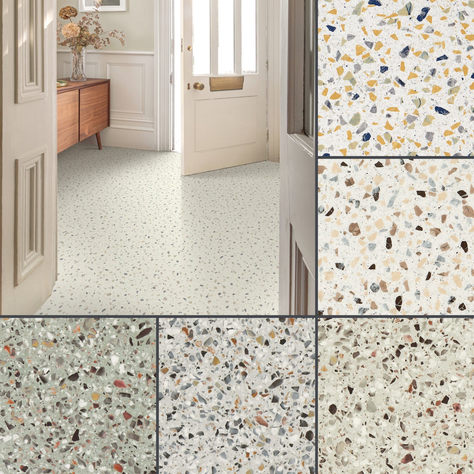 Terrazzo Cushioned Sheet Vinyl Flooring Granite Effect Kitchen & Bathr ...